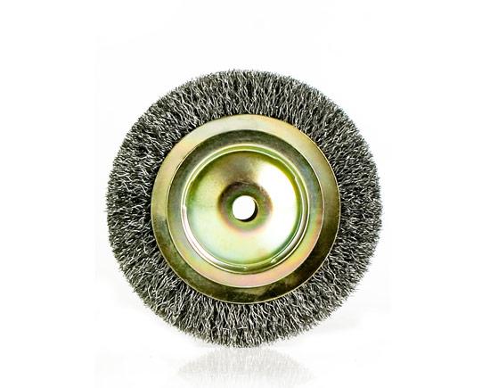 Circular 7x1”-CC  013-Cepillo Circular de alambre rizado SAE 1050 de 7x1” con centro de chapa